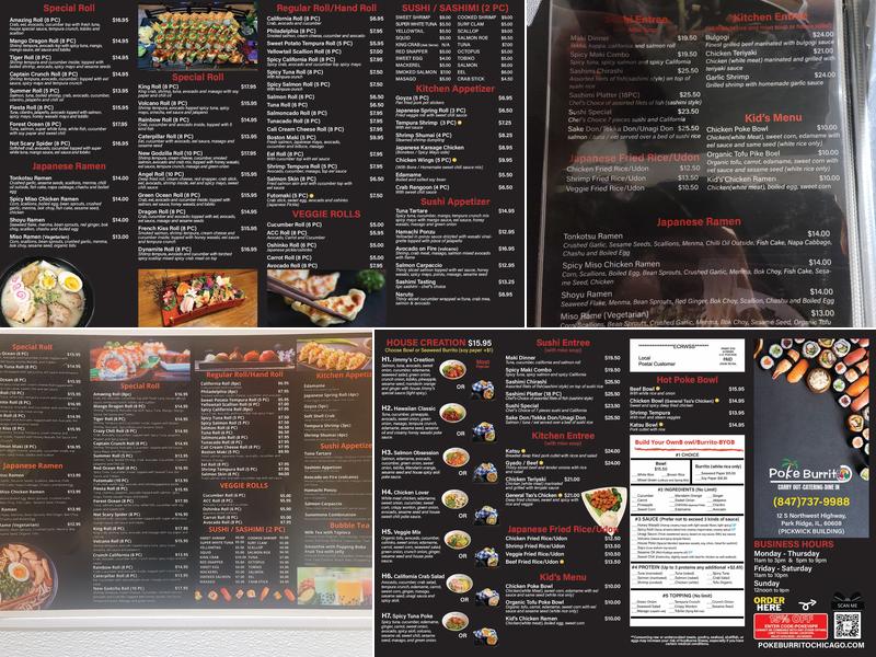 Poke Burrito Park Ridge Menu