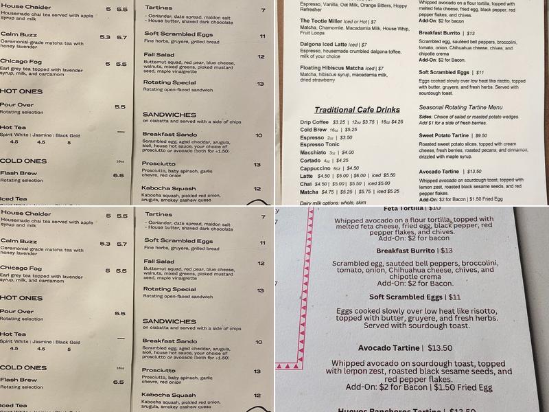 FROTH Menu