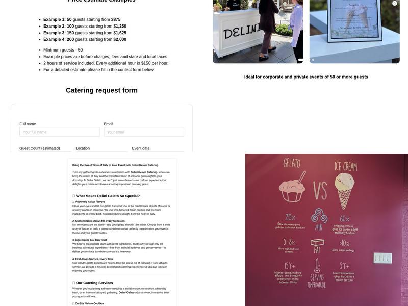 Delini Gelato Menu
