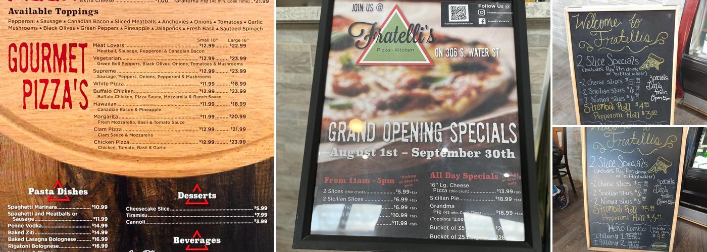 Fratelli's Pizza Kitchen Menu