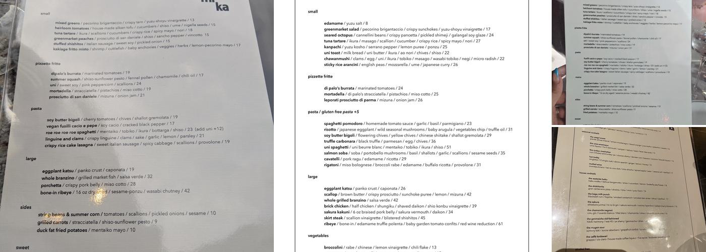 Kimika Menu