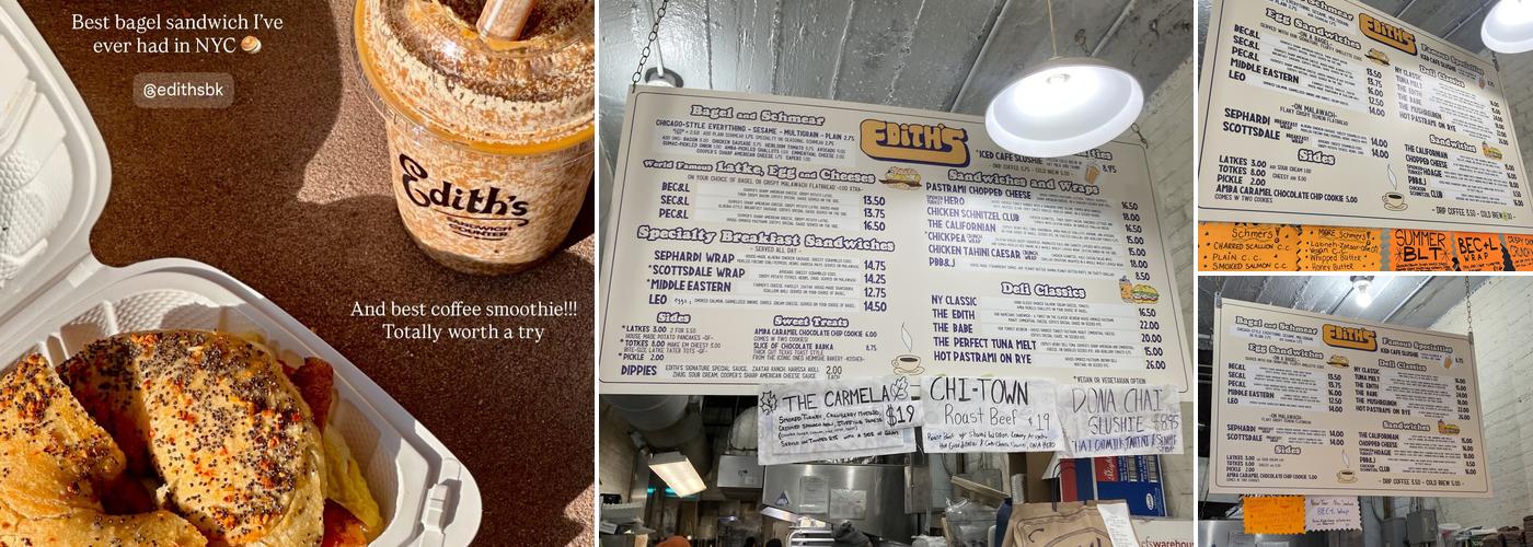 Edith’s Sandwich Counter Menu