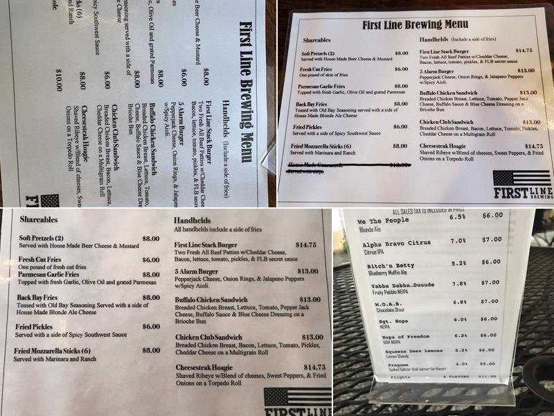 First Line Brewing Menu