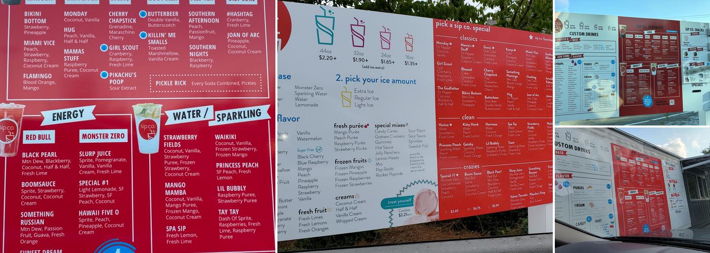 sip co. Menu