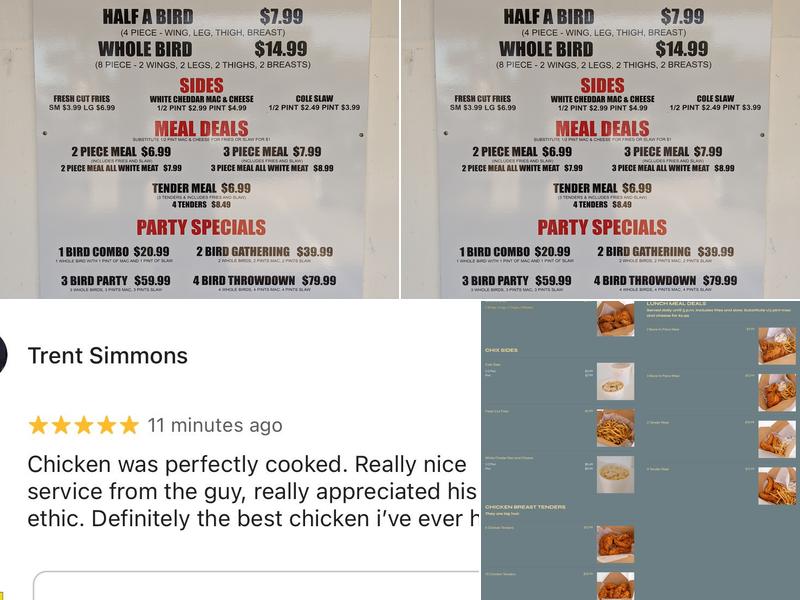 The Cookshak Fried Chicken Menu