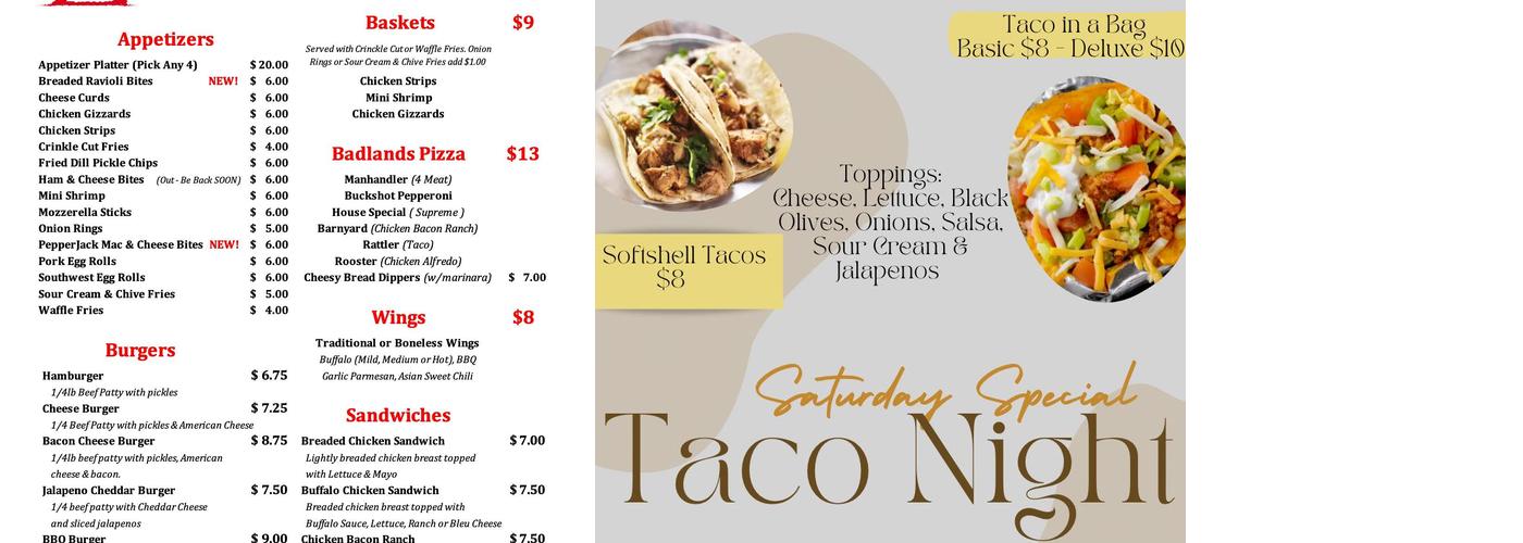 Z Bar Menu