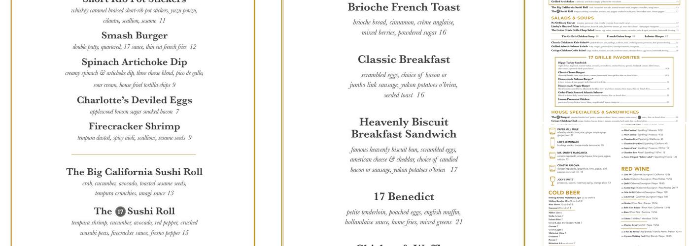17 River Grille Menu