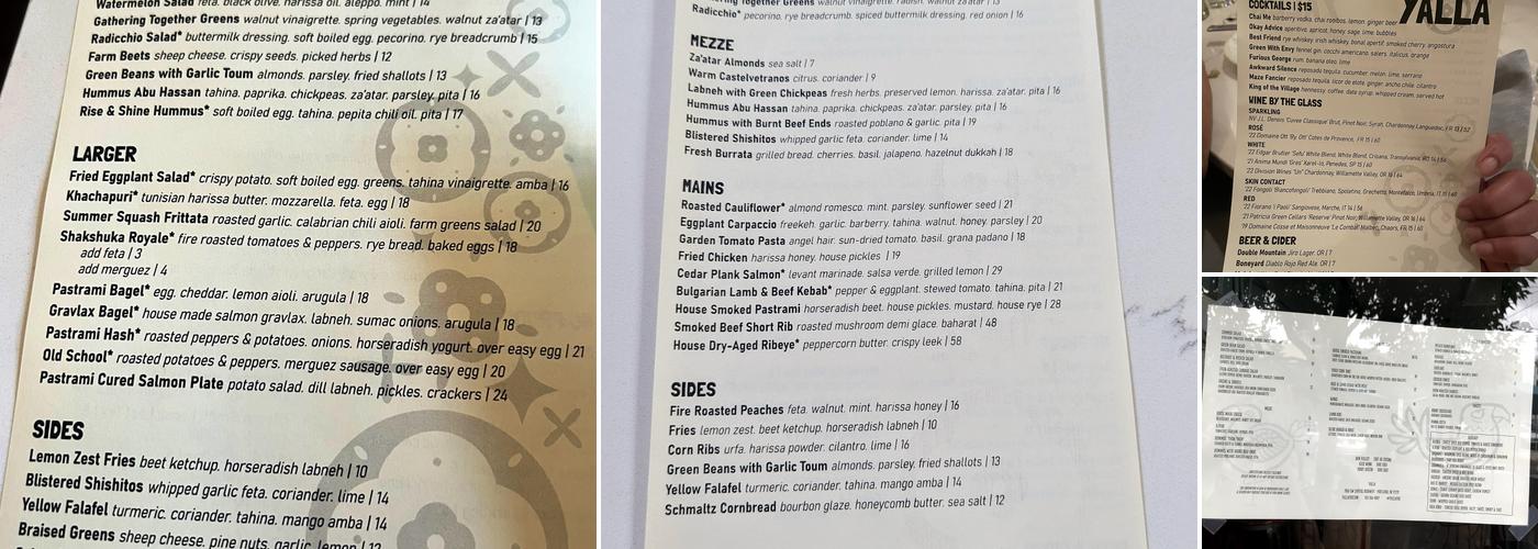 Yalla Menu