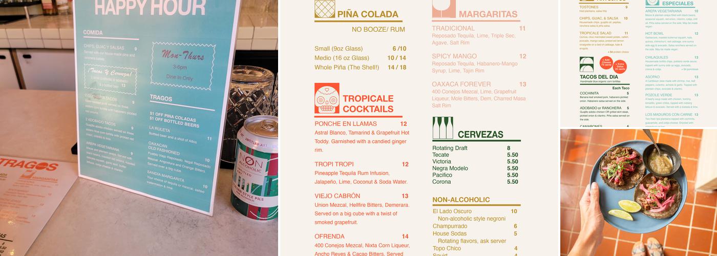 Tropicale Menu