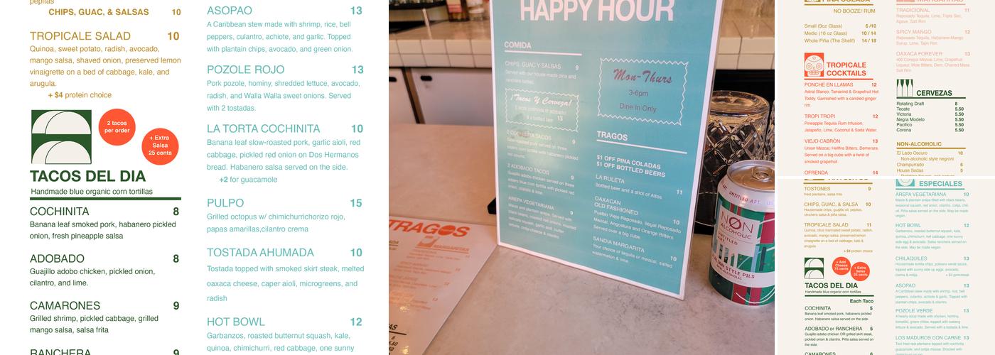 Tropicale Menu