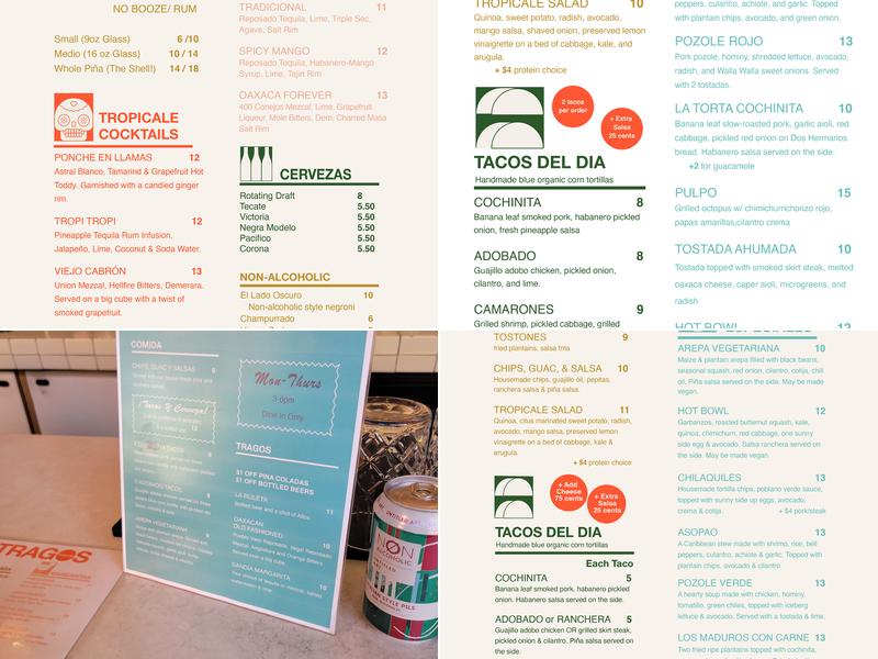 Tropicale Menu