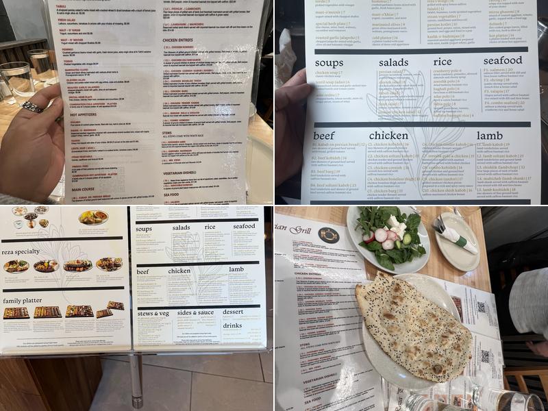 Reza Persian Grill Menu
