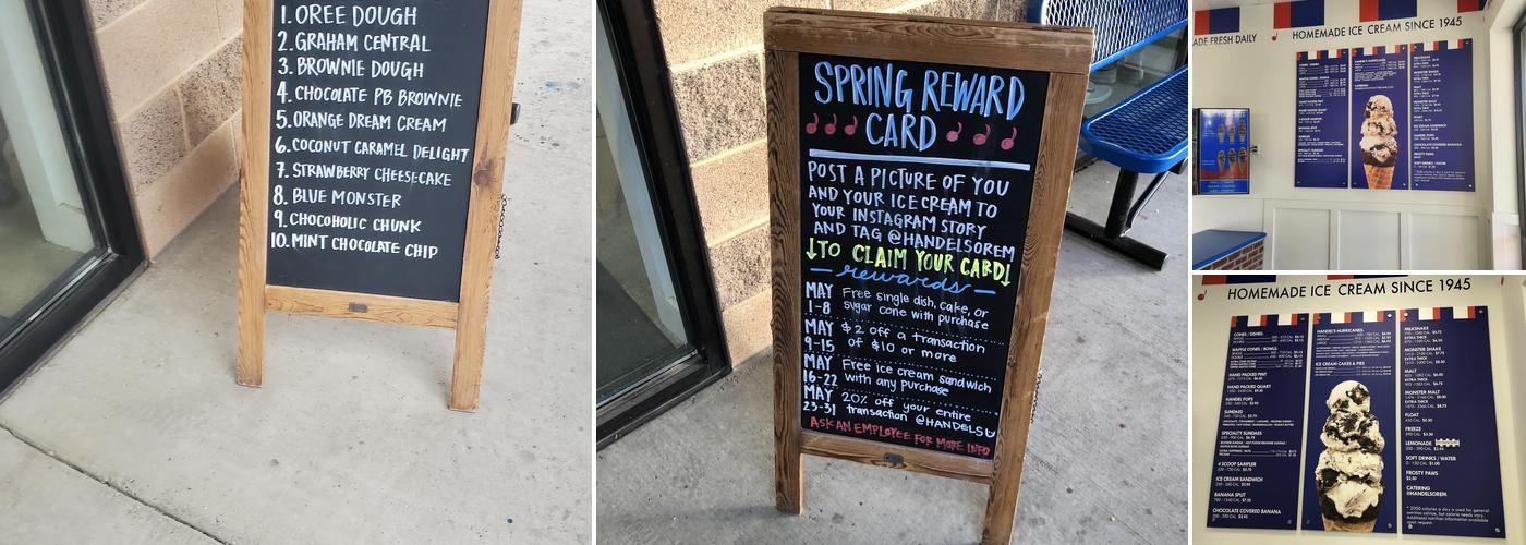 Handel's Homemade Ice Cream Menu