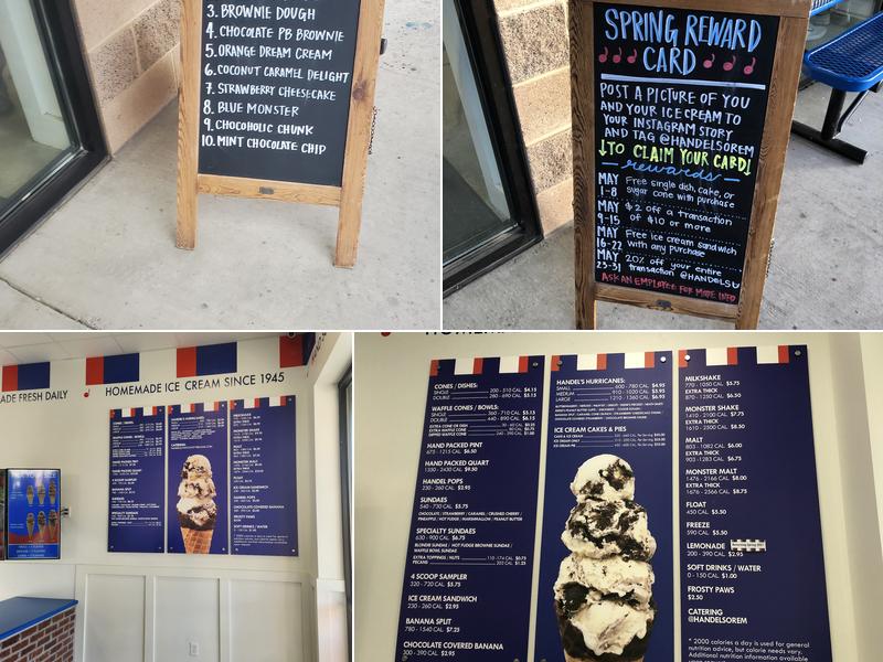 Handel's Homemade Ice Cream Menu