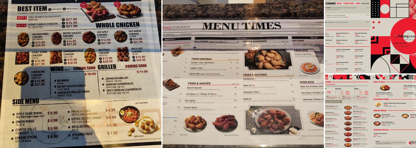 bb.q Chicken Tacoma Lakewood Menu