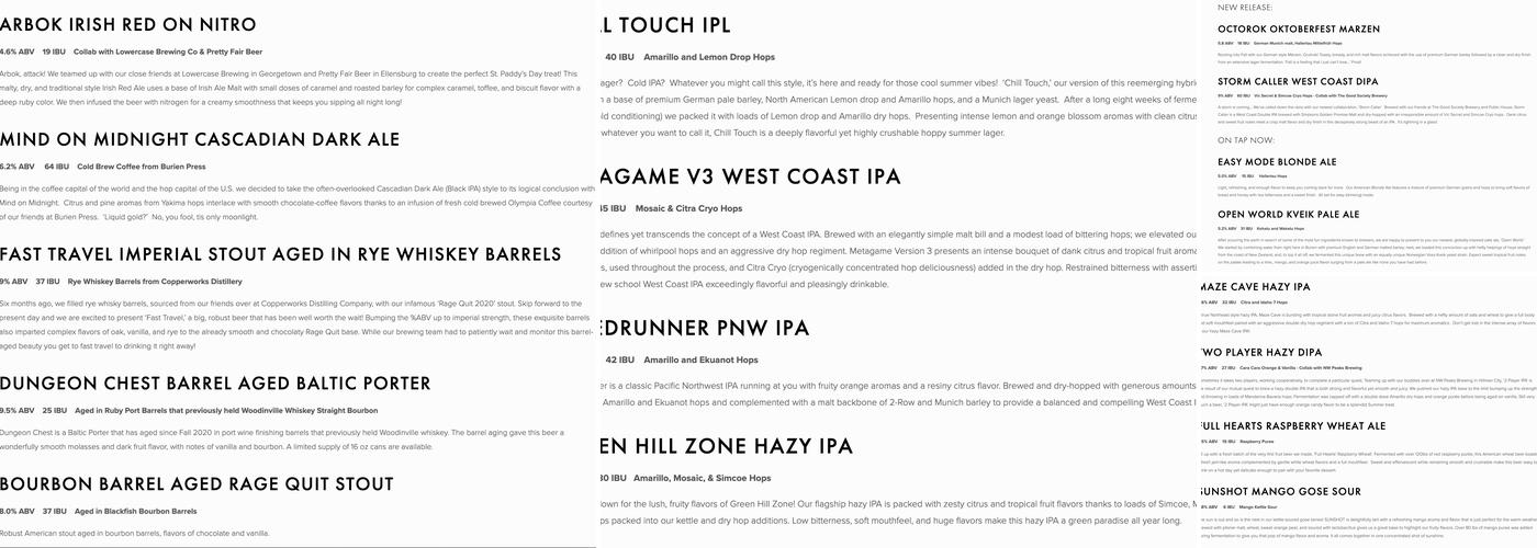 Logan Brewing Company Menu