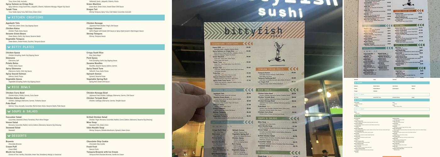 BittyFish Sushi Menu