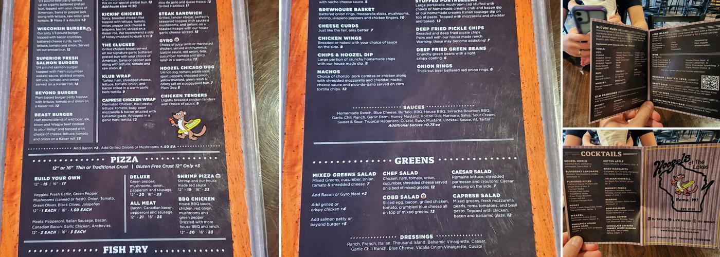 Hoozels at The Lakes Menu
