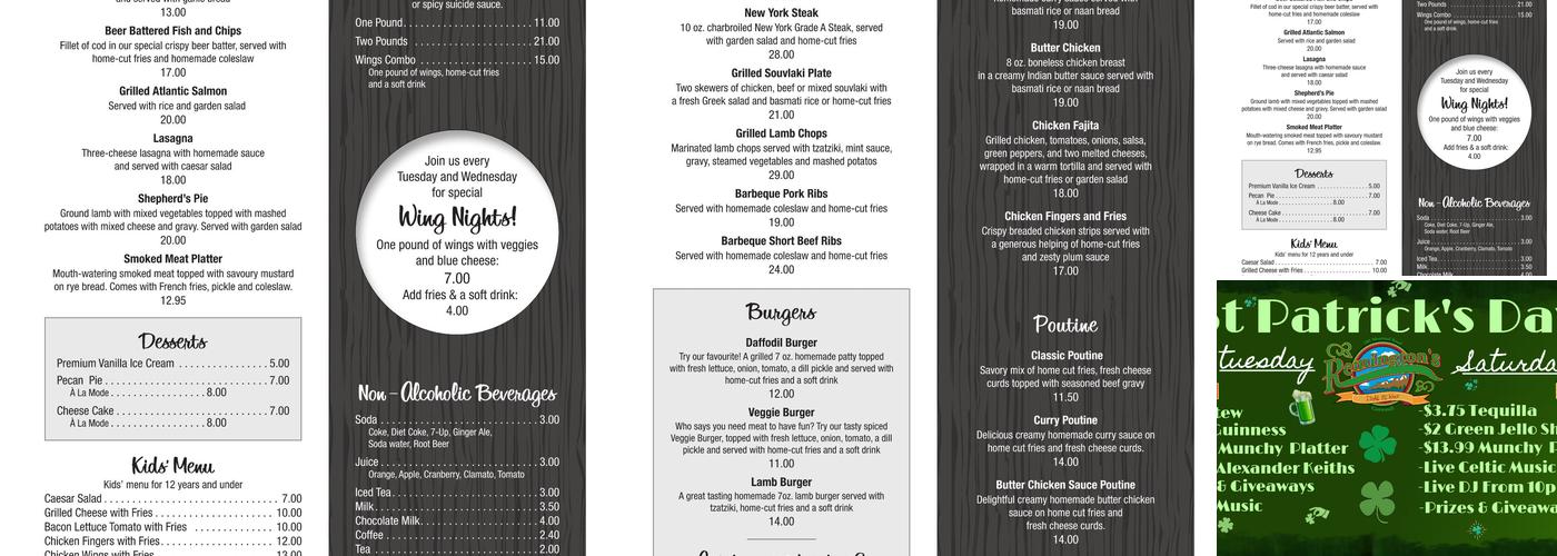 Daffodil Pub Menu