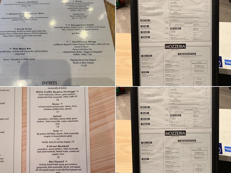 Mozzeria DC Menu