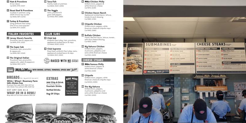 Jersey Mike's Subs Menu