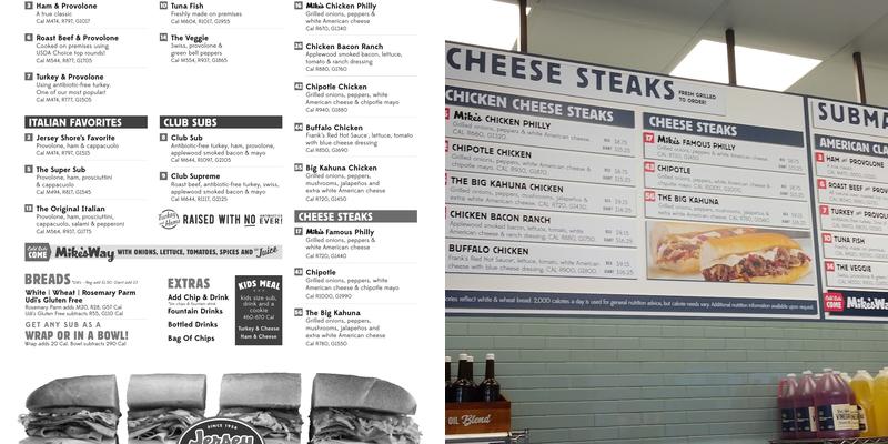 Jersey Mikes Menu