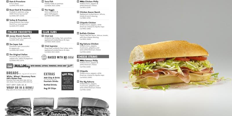 Jersey Mike's Subs Menu