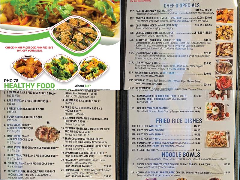 Jennie Pho Menu