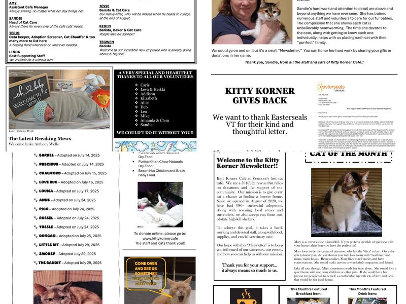 Kitty Korner Cafe Menu