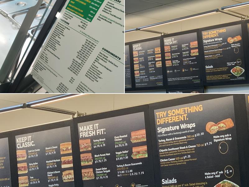 Subway Menu