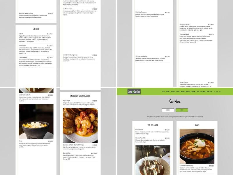 Lime Cantina Menu