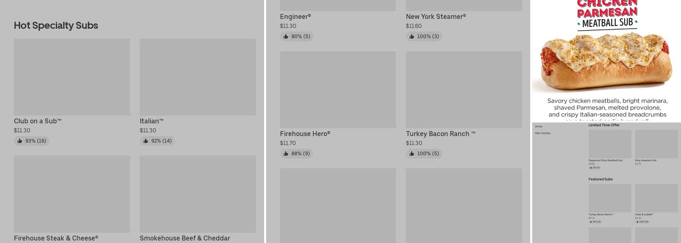 Firehouse Subs Memorial Blvd Menu