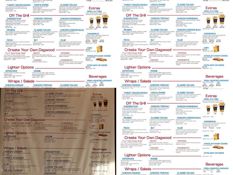 Penn Station East Coast Subs Menu