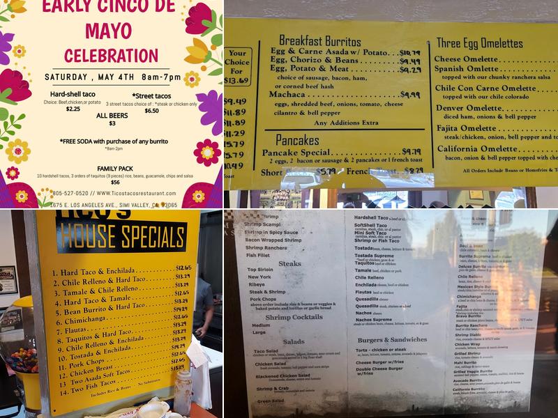Ticos Tacos Menu