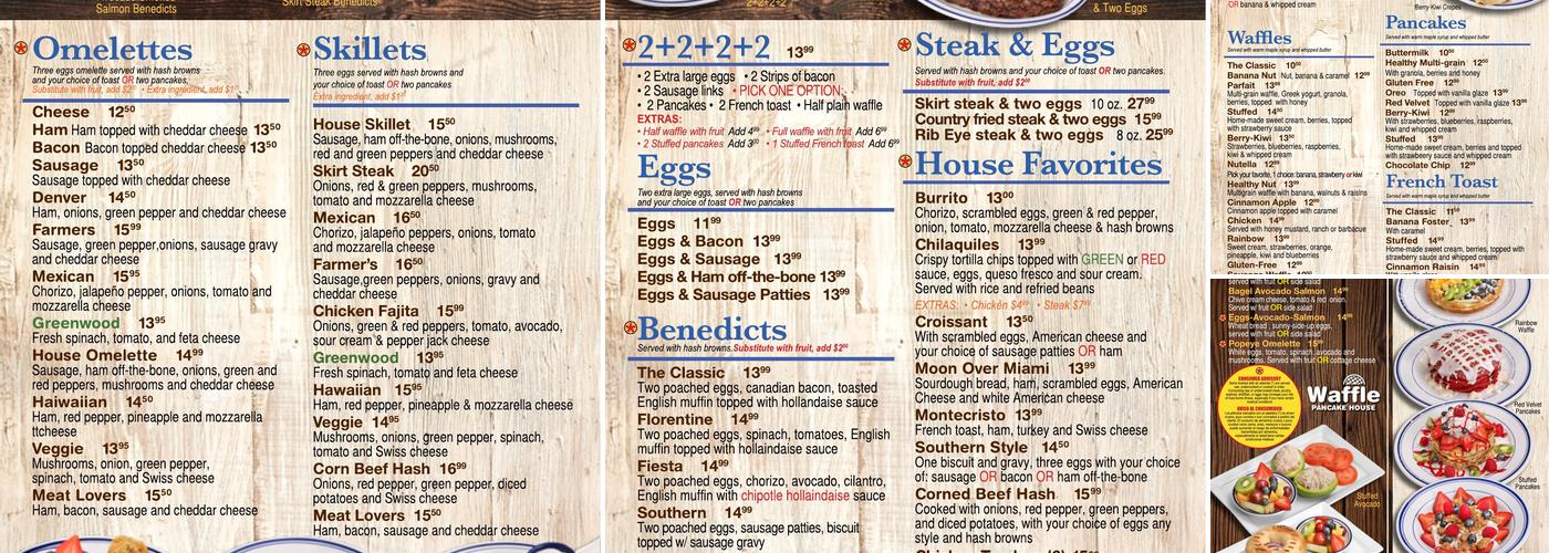 Waffle Pancake House Menu