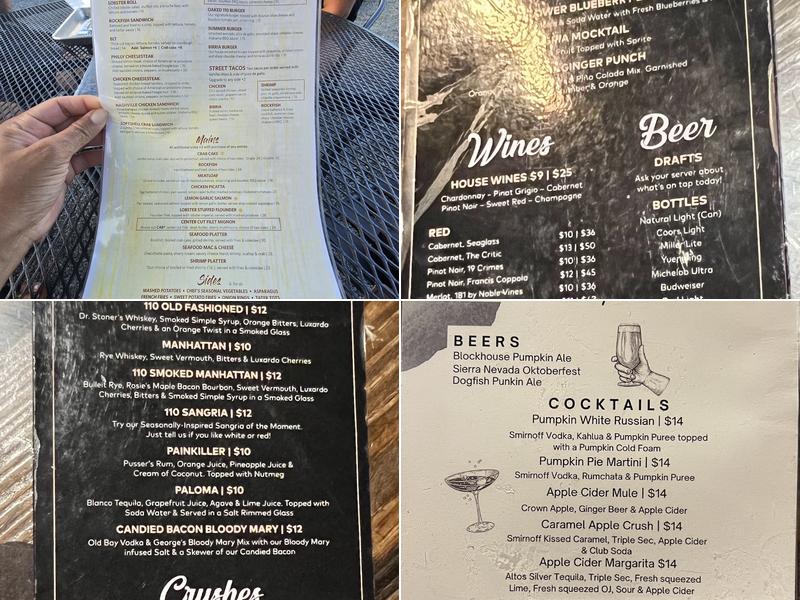 Oaked 110 Whiskey & Wine Bar Menu