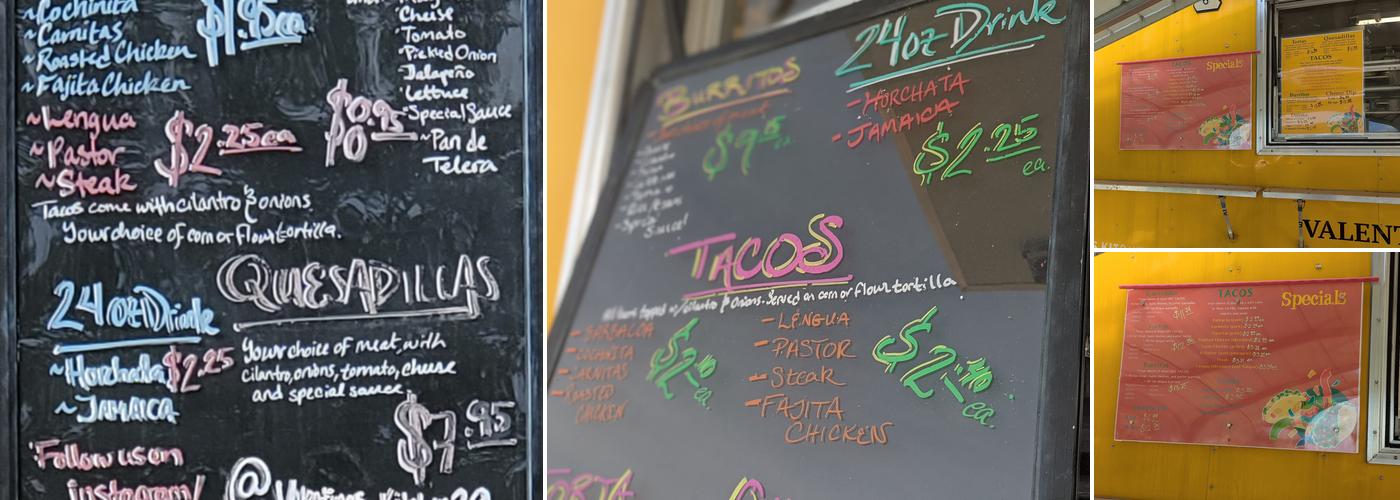 Valentina's Kitchen Menu