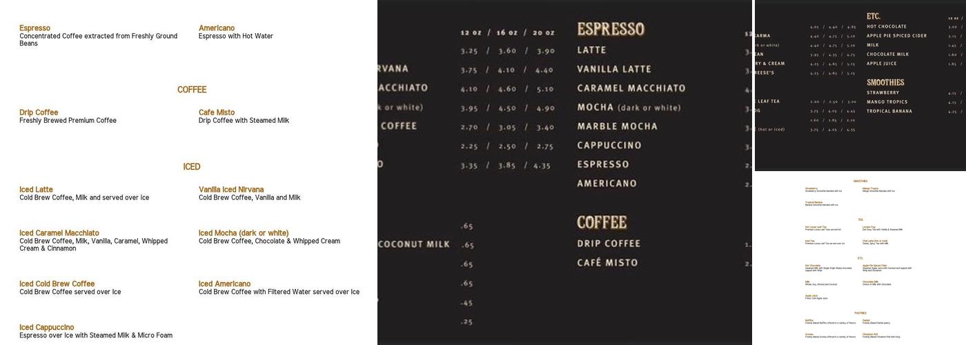 Besso's Coffee Menu