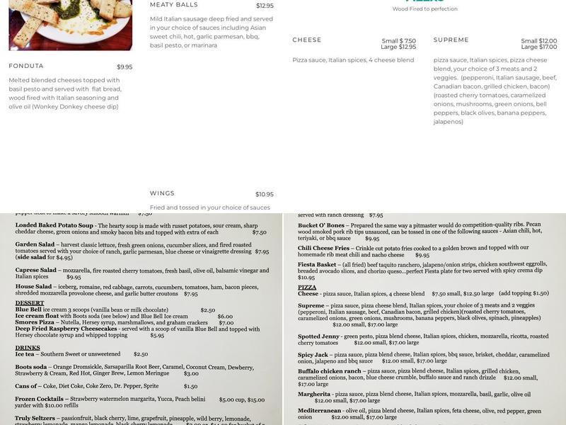 Wonkey Donkey Menu