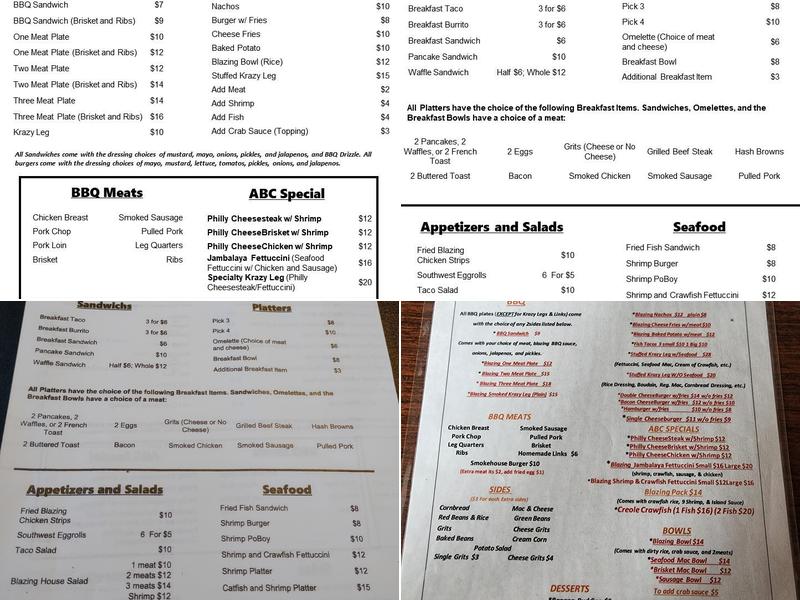 Amazing Blazing Catering Menu