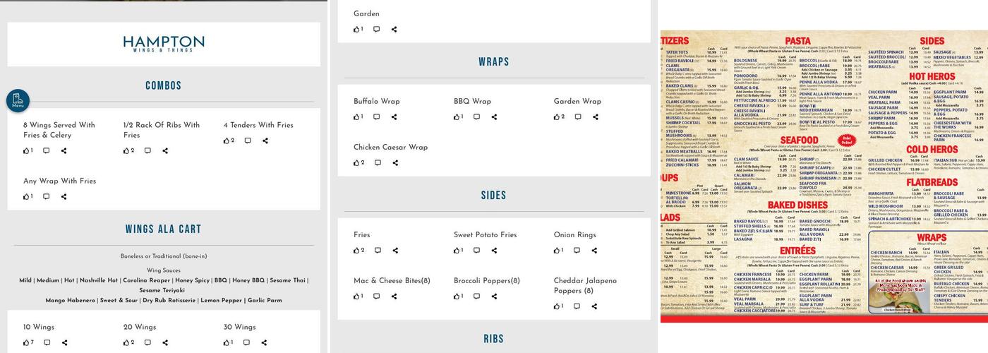 Hampton Wings & Things Menu