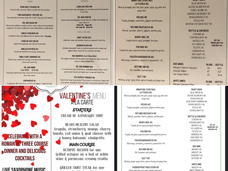 Del Sur Restaurant & Grill Menu