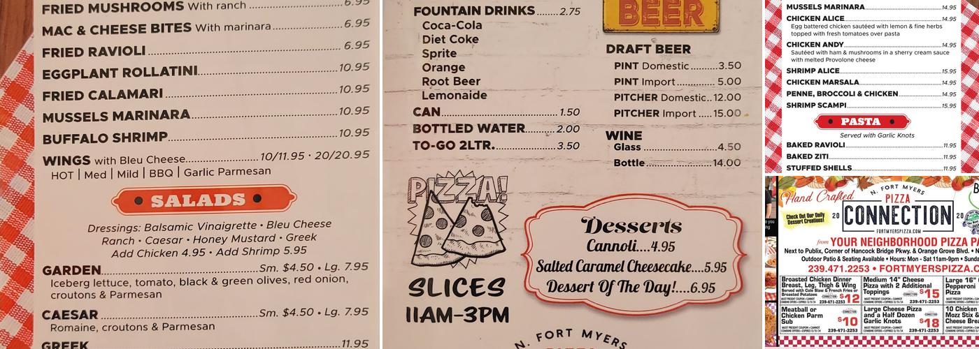 Pizza Connection Menu