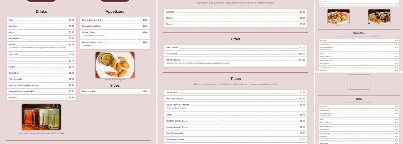 Tacos San Miguel Food Trailer Menu