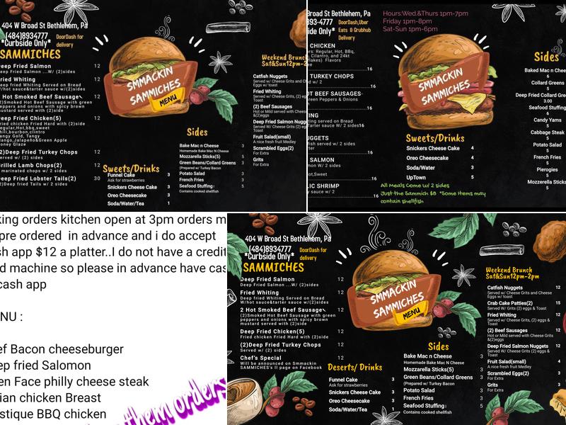 Smmackin Sammiches II Menu