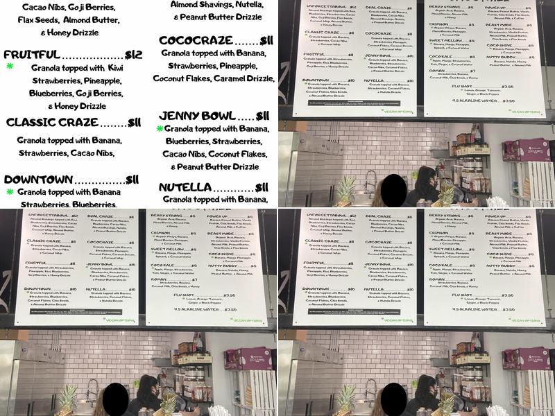 Cocobowlz Five Forks Menu