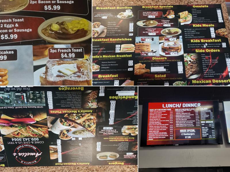 AMELIA'S BURGER'S AND MEXICAN FOOD Menu