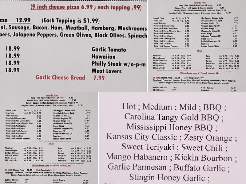 Robbin's Stop and Shop Menu