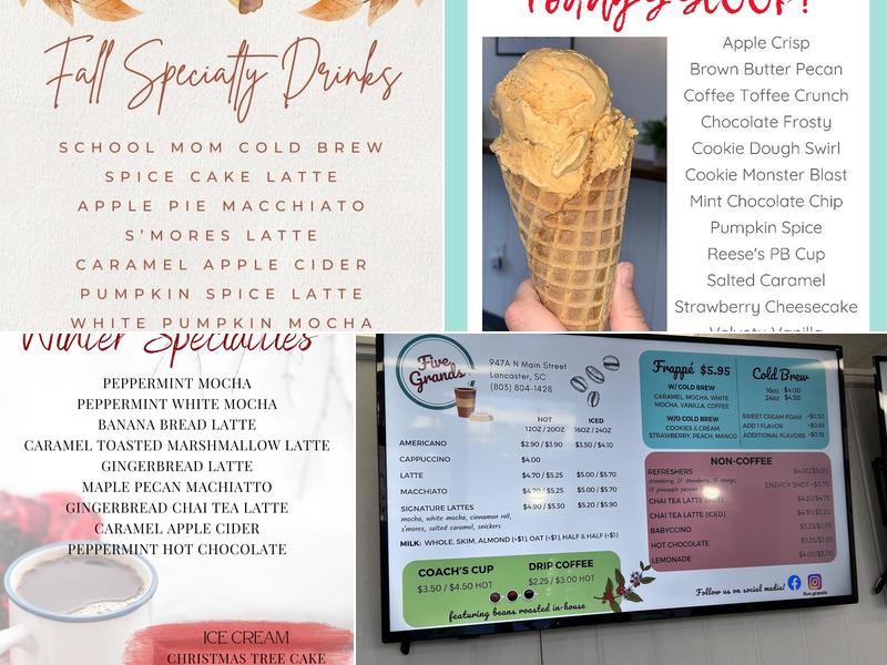 Five Grands Coffee Menu