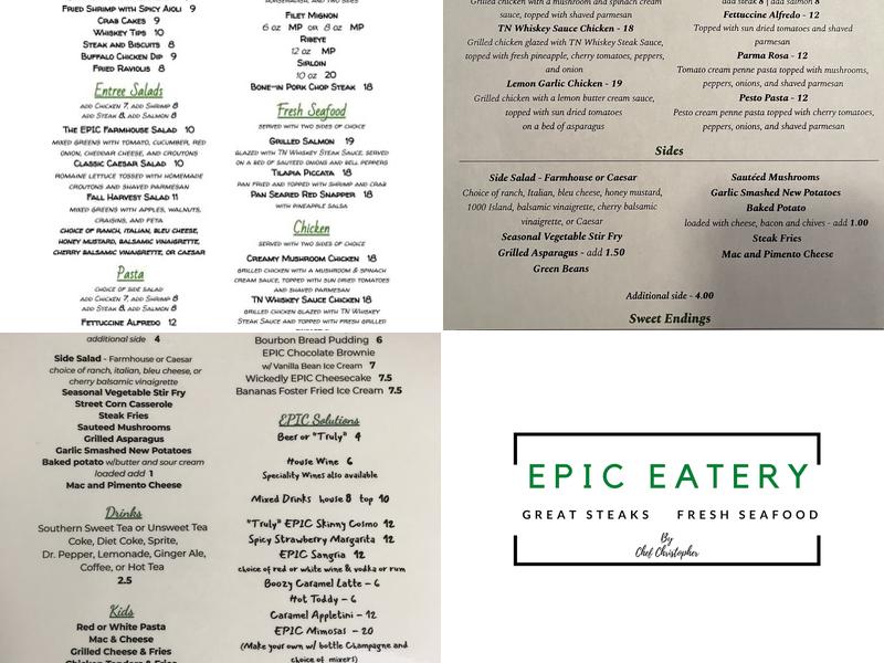 EPIC Eatery Menu